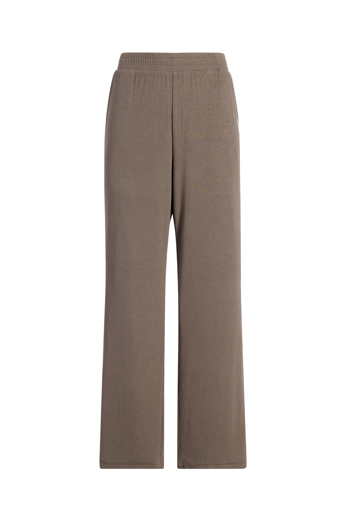 Color:Mocha | nuuds slinky rib lounge pant women wide leg casual pants