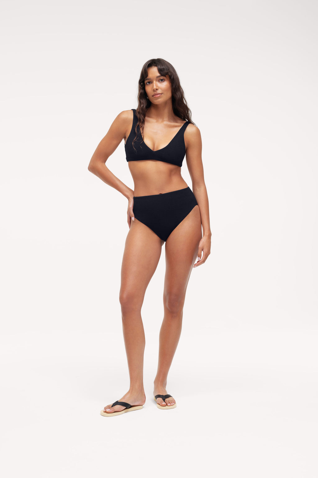 Plunge Bikini Top & High Waist Bikini Bottom