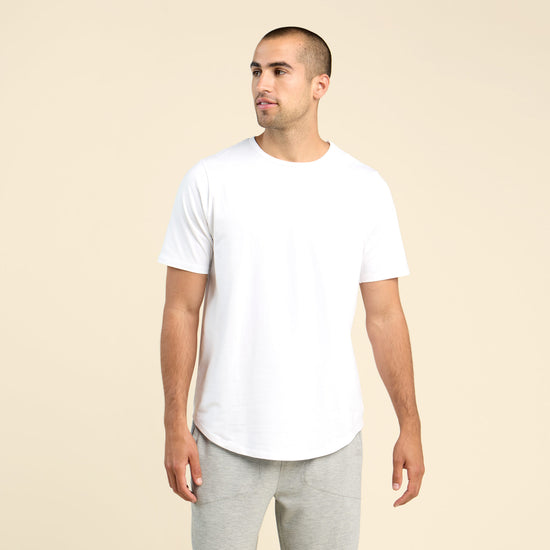 Short Sleeve Curved Hem T-Shirt | White