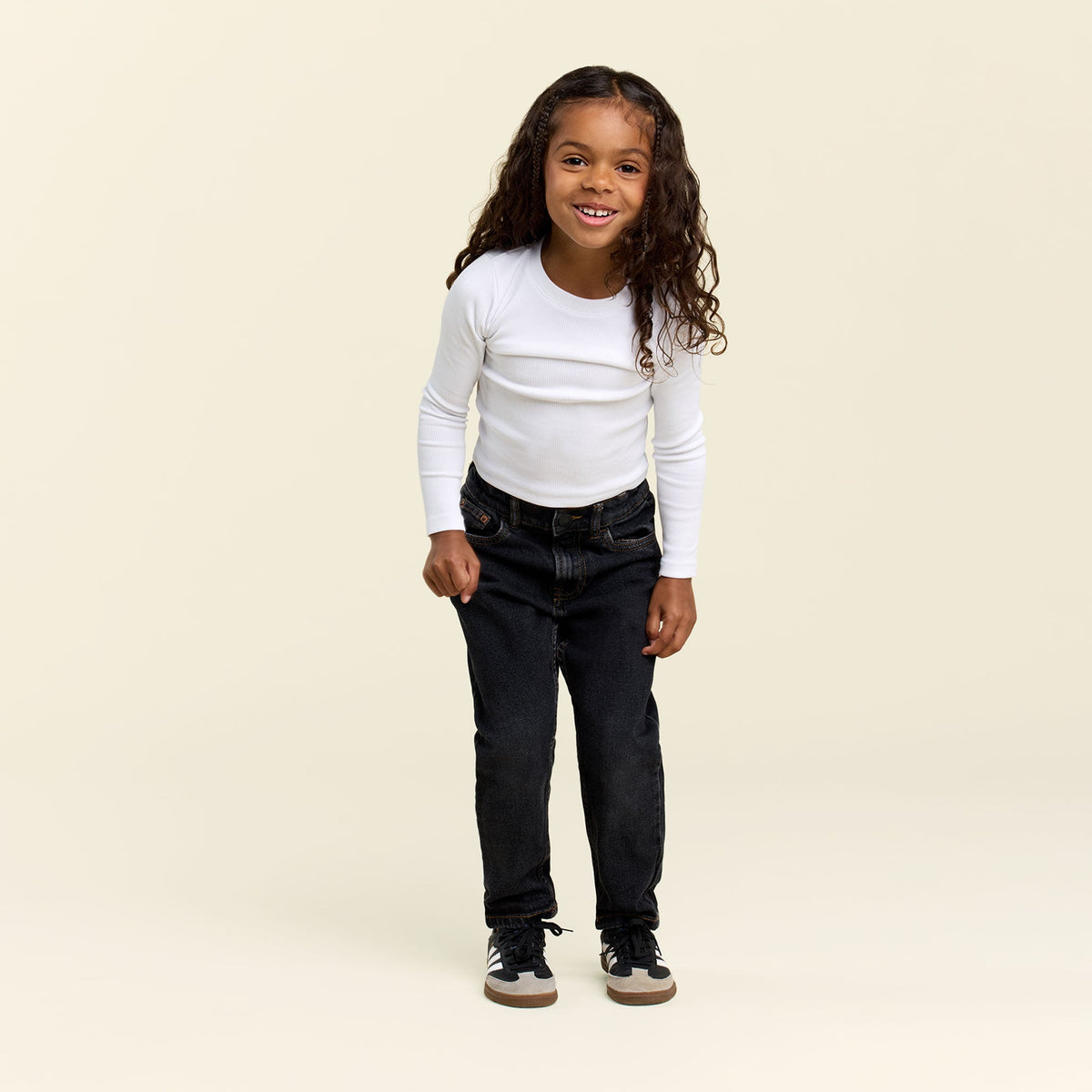 Color:White | tones Long Sleeve Ribbed Tee – toddler t-shirts