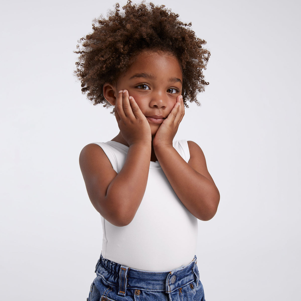 Color:White | tones Seamless Scoop Tank Bodysuit – toddler bodysuits