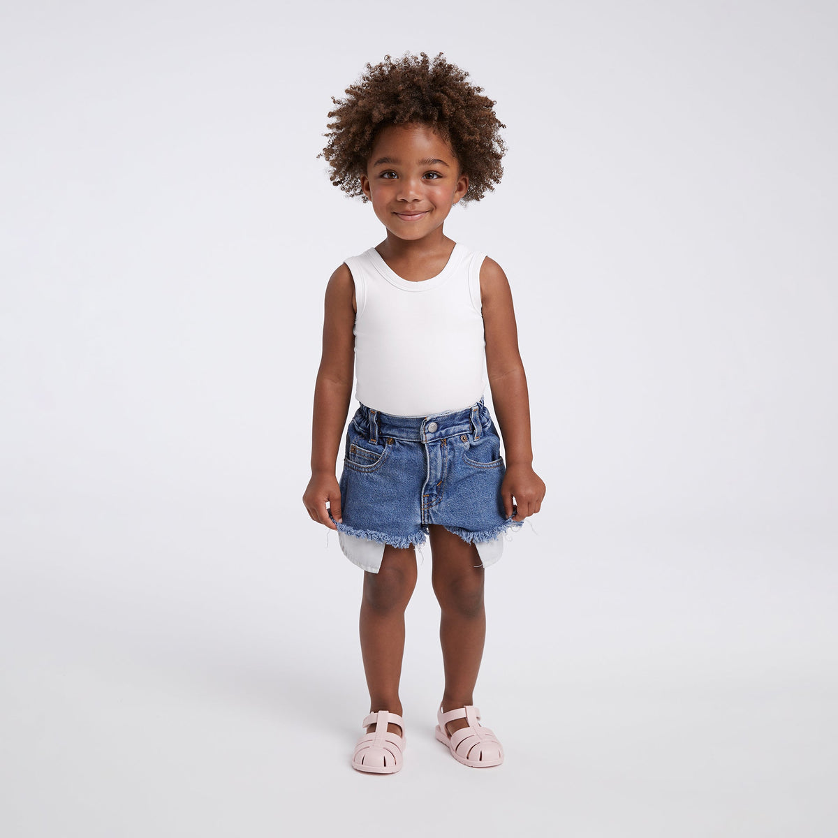 Color:White | tones Seamless Scoop Tank Bodysuit – toddler bodysuits
