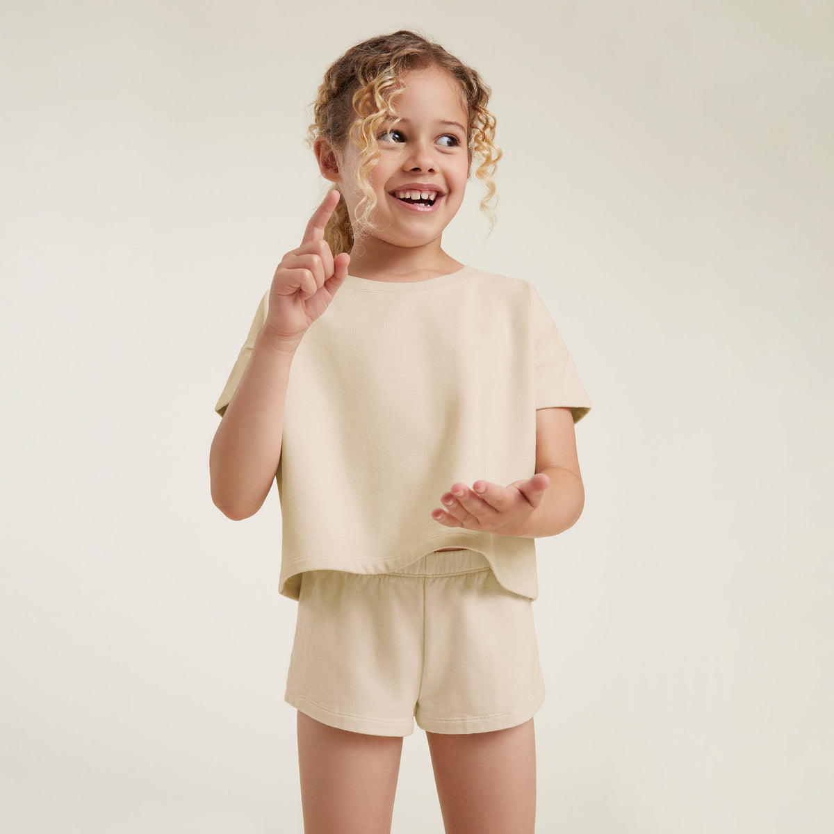 Color:Bone | tones Mini Short Set – toddler short sets