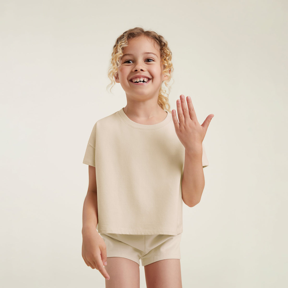 Color:Bone | tones Mini Short Set – toddler short sets