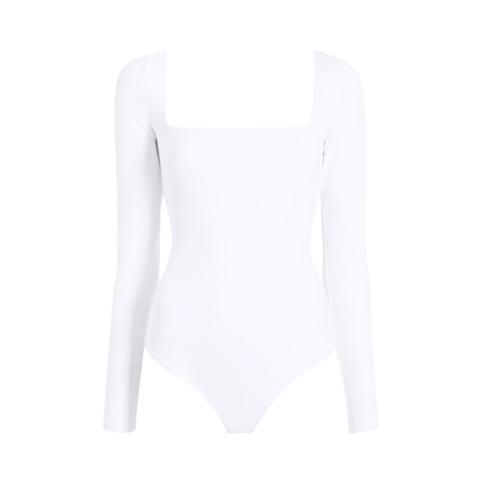Wide Square Neck Bodysuit | White