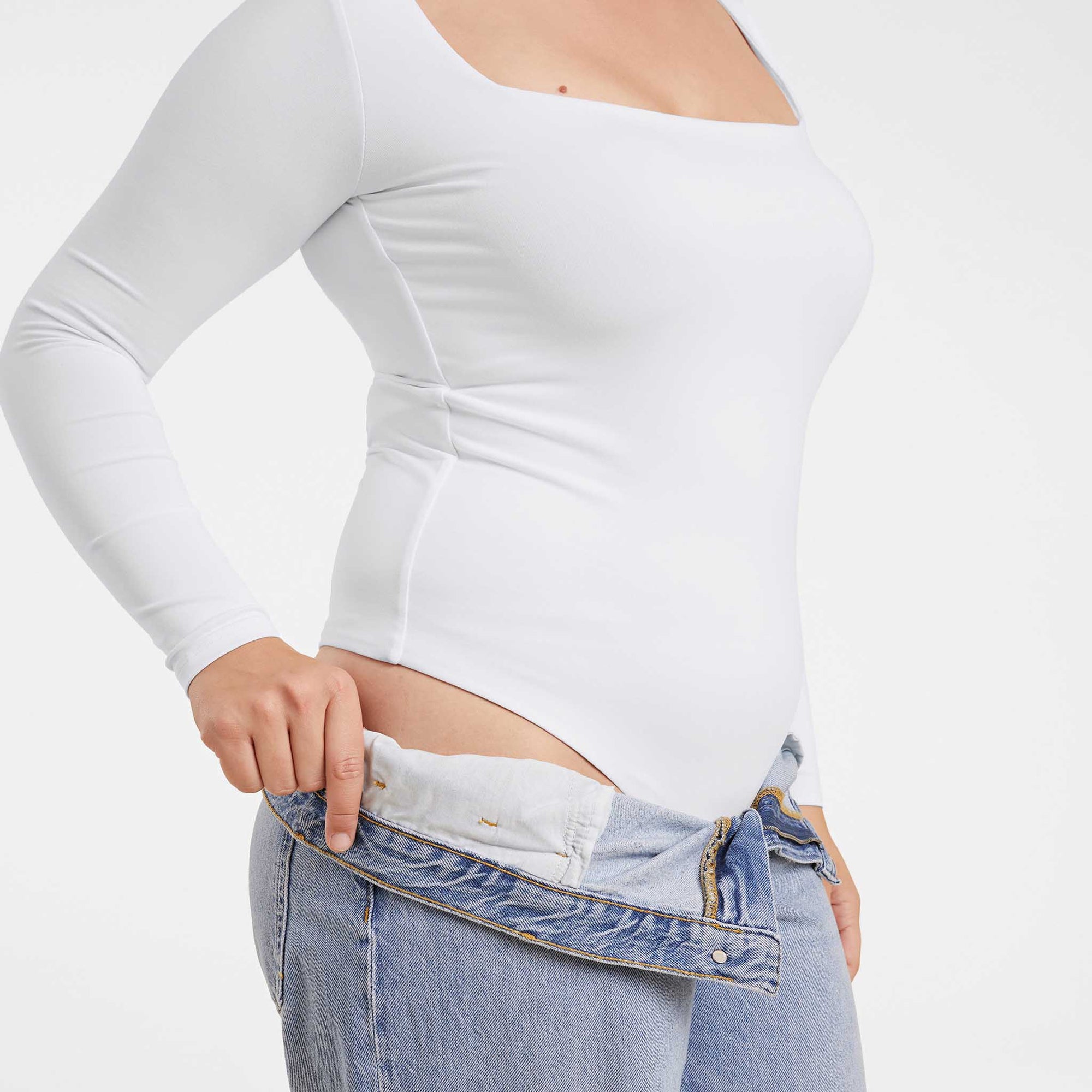 Long Sleeve Wide Square Neck Bodysuit