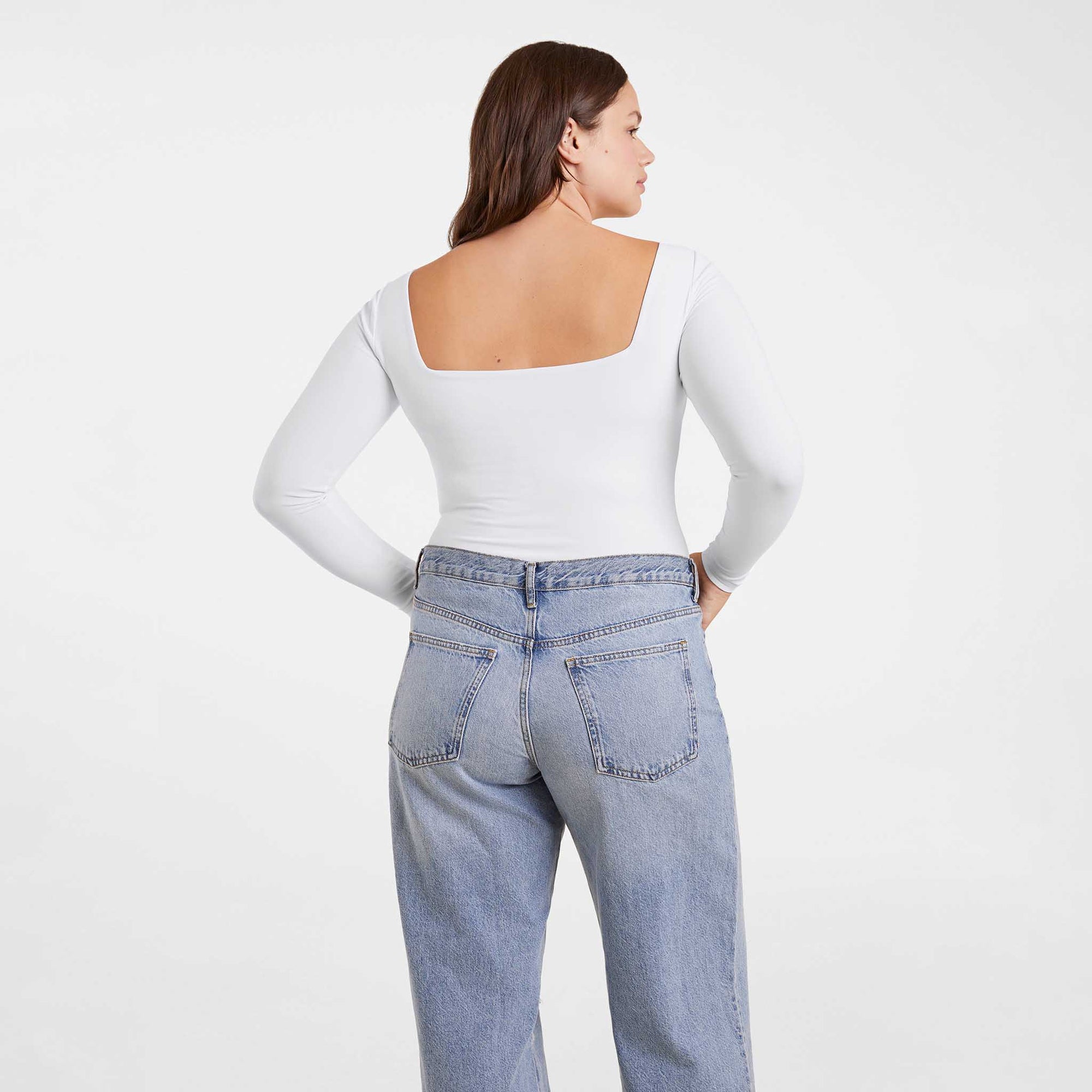 Long Sleeve Wide Square Neck Bodysuit