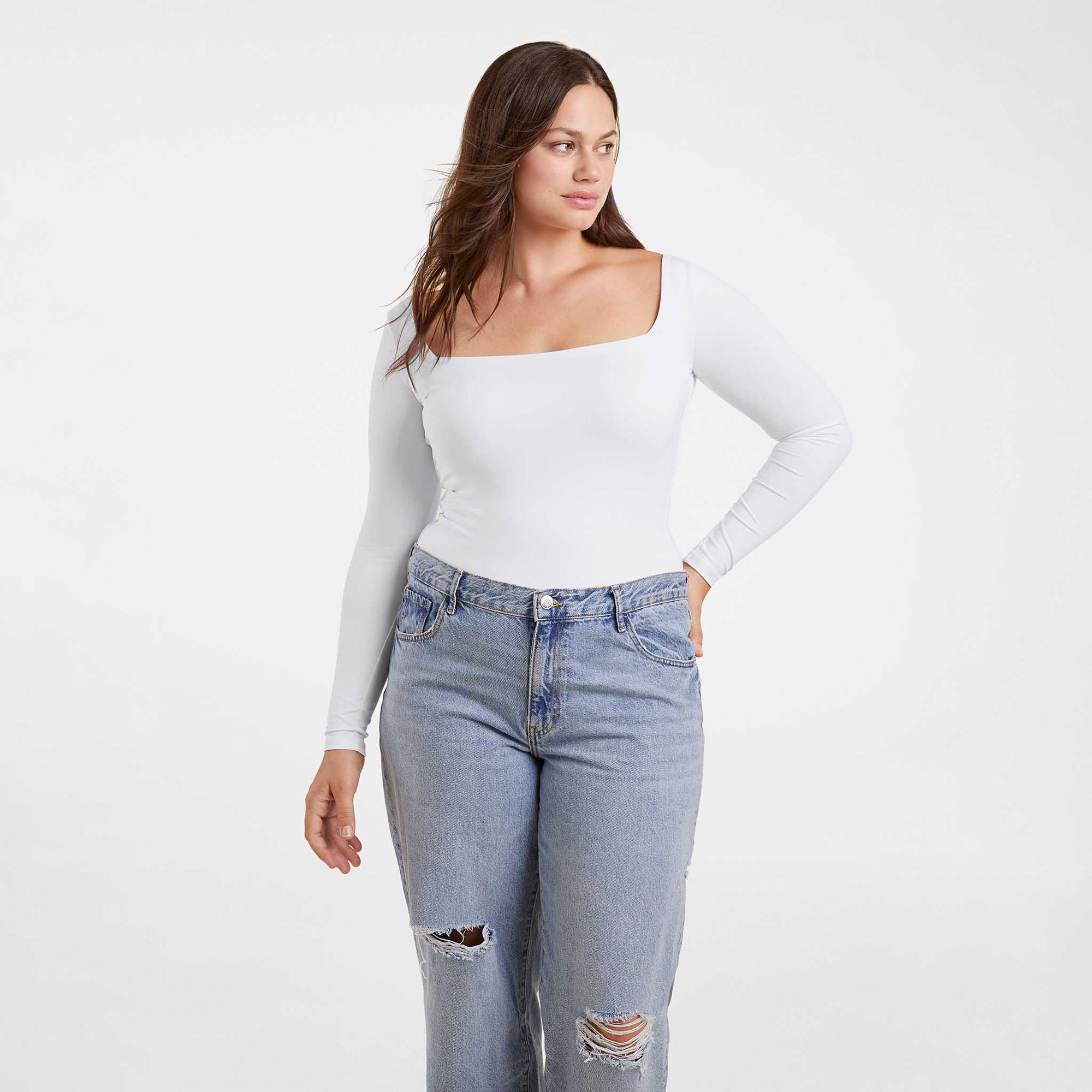 Long Sleeve Wide Square Neck Bodysuit
