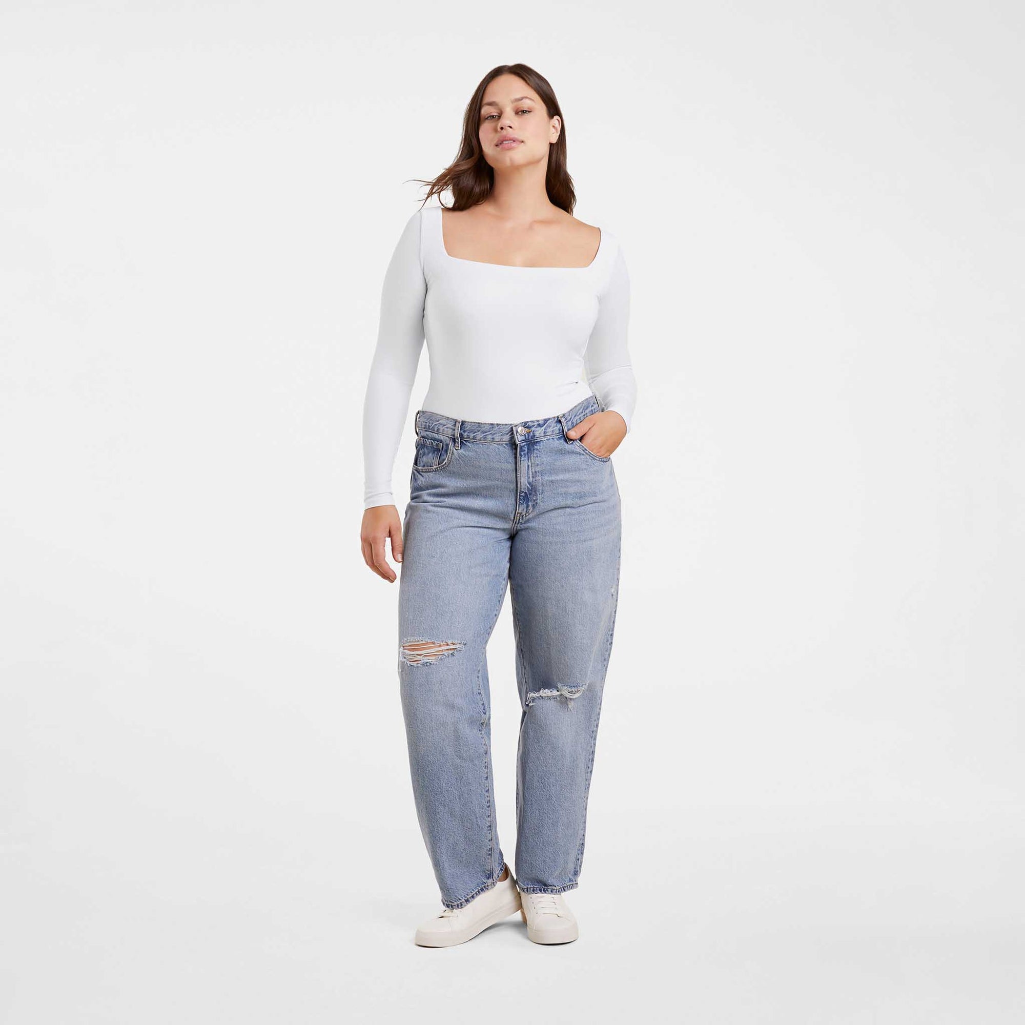 Long Sleeve Wide Square Neck Bodysuit