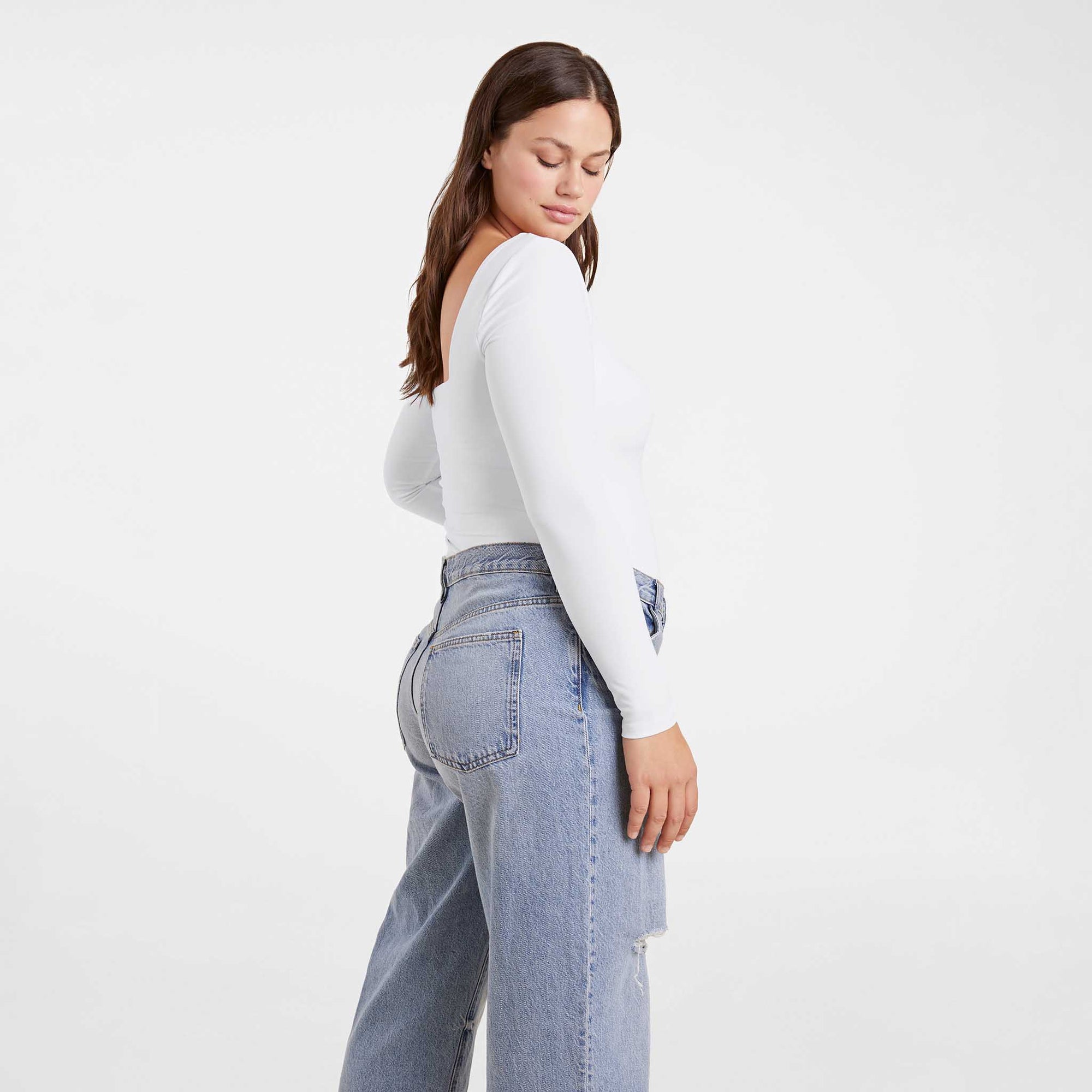 Long Sleeve Wide Square Neck Bodysuit