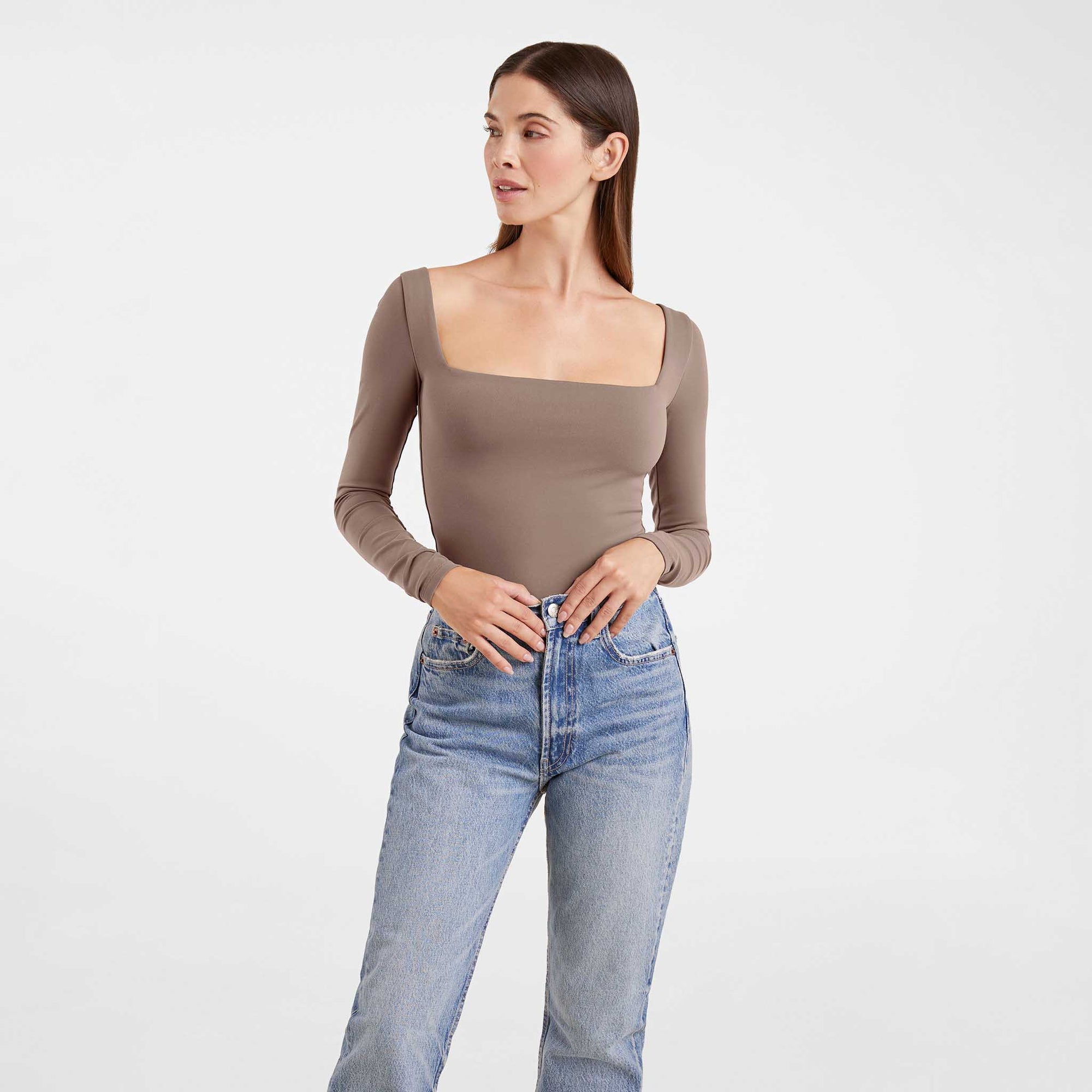 Long Sleeve Wide Square Neck Bodysuit