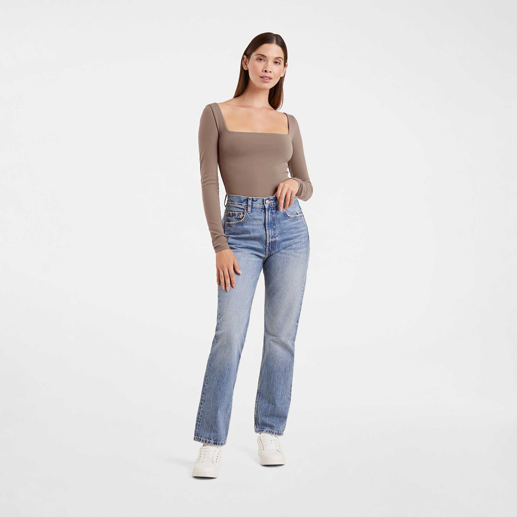 Long Sleeve Wide Square Neck Bodysuit
