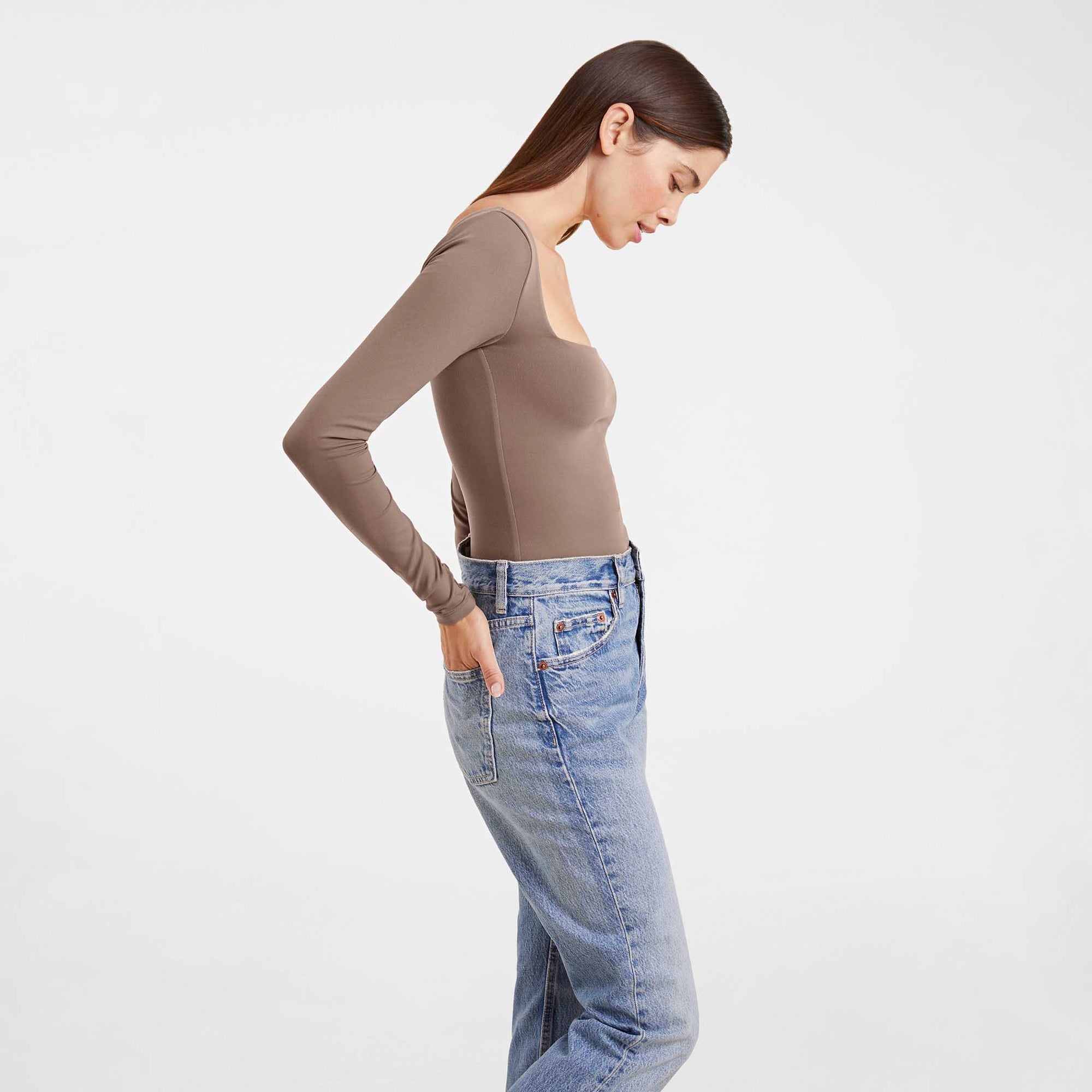 Long Sleeve Wide Square Neck Bodysuit