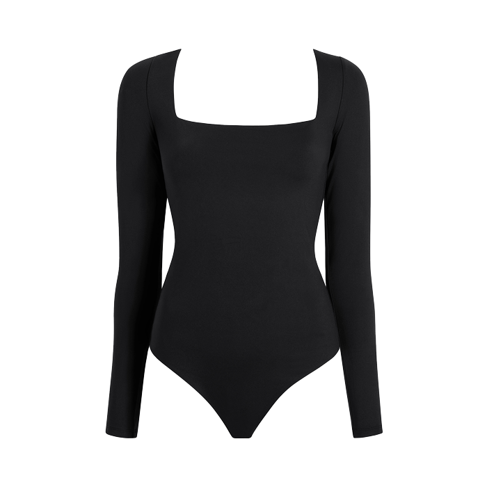 Wide Square Neck Bodysuit | Black