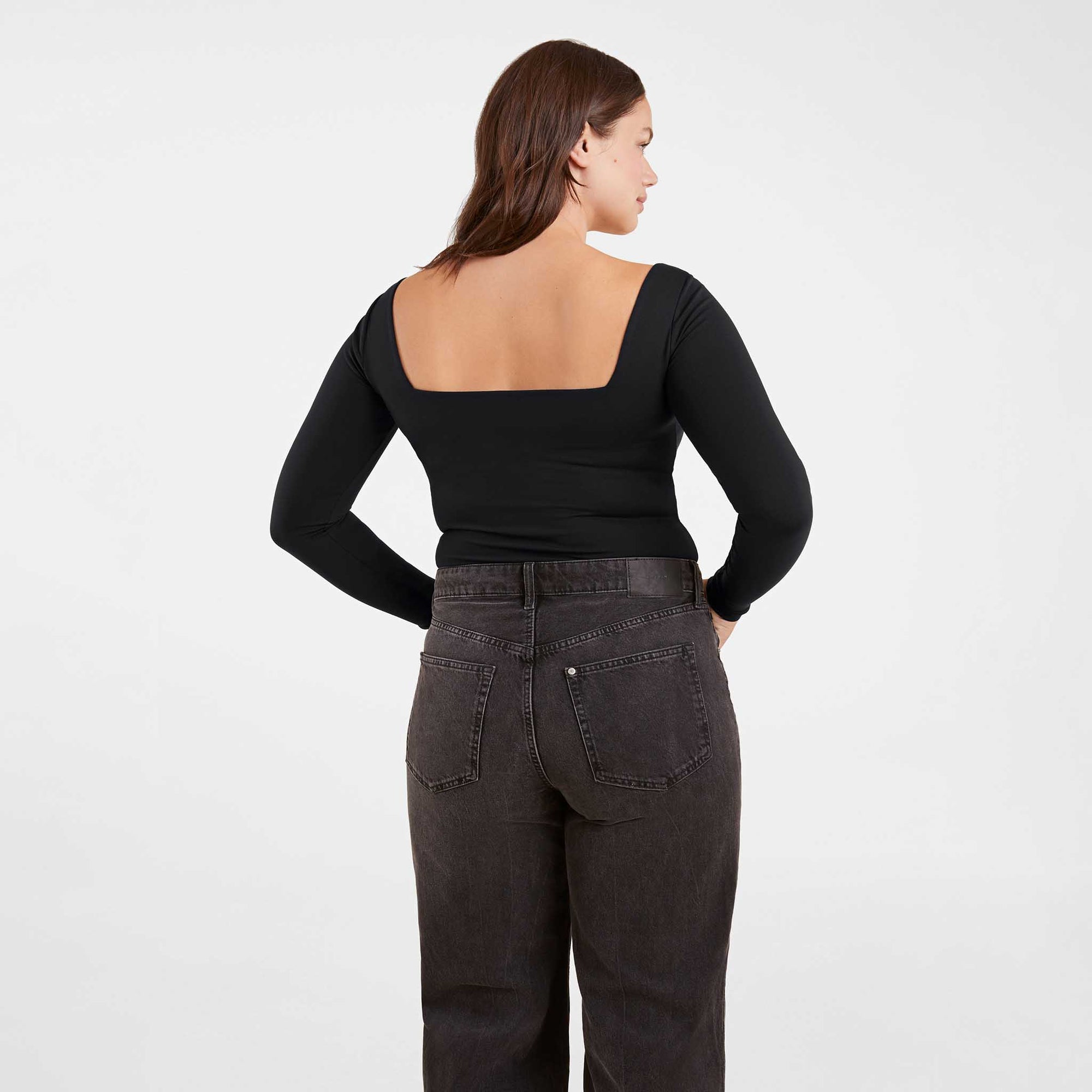 Long Sleeve Wide Square Neck Bodysuit