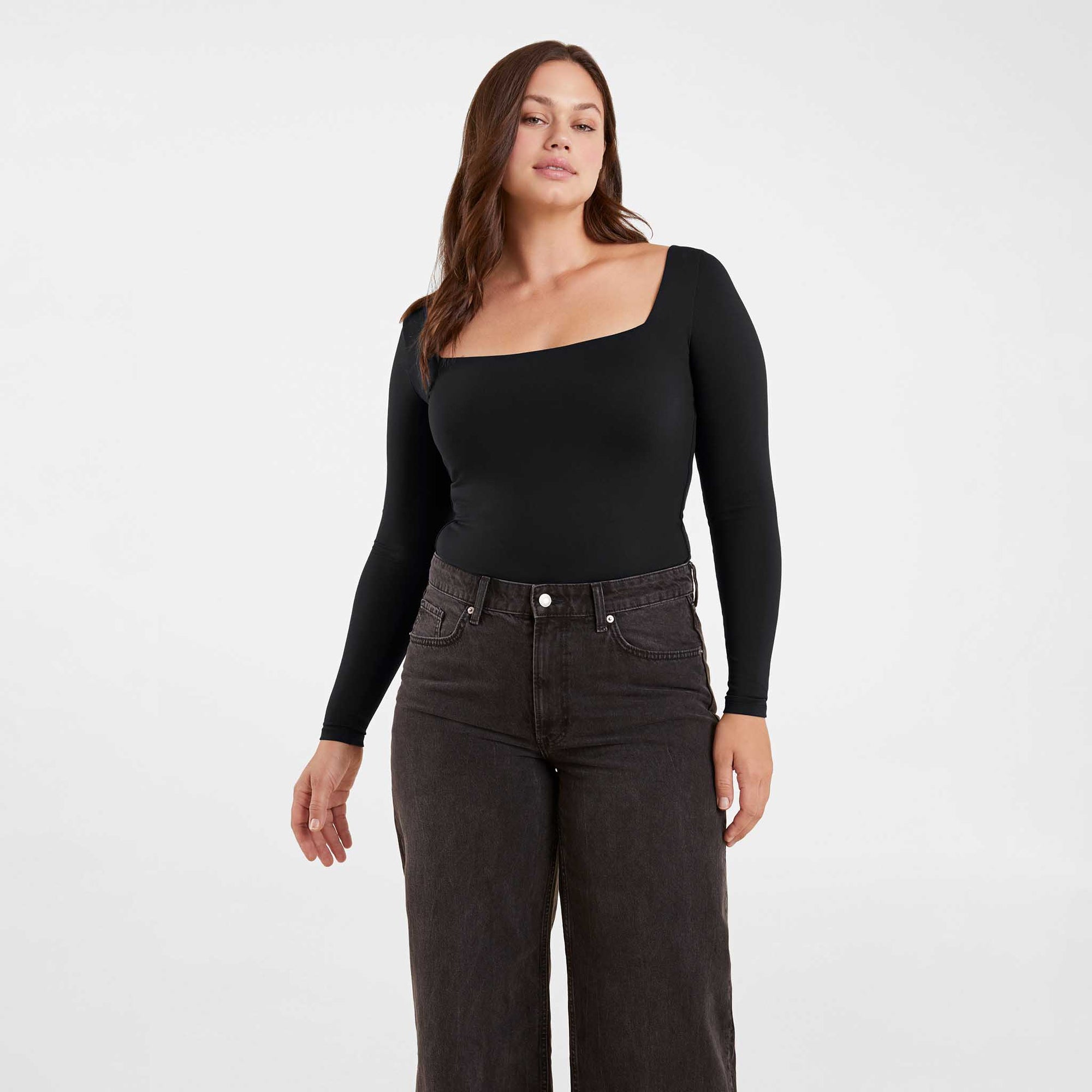 Long Sleeve Wide Square Neck Bodysuit