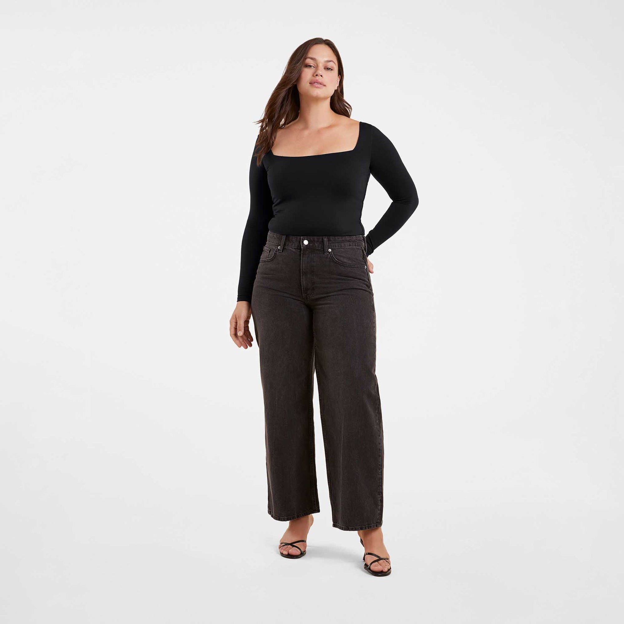 Long Sleeve Wide Square Neck Bodysuit