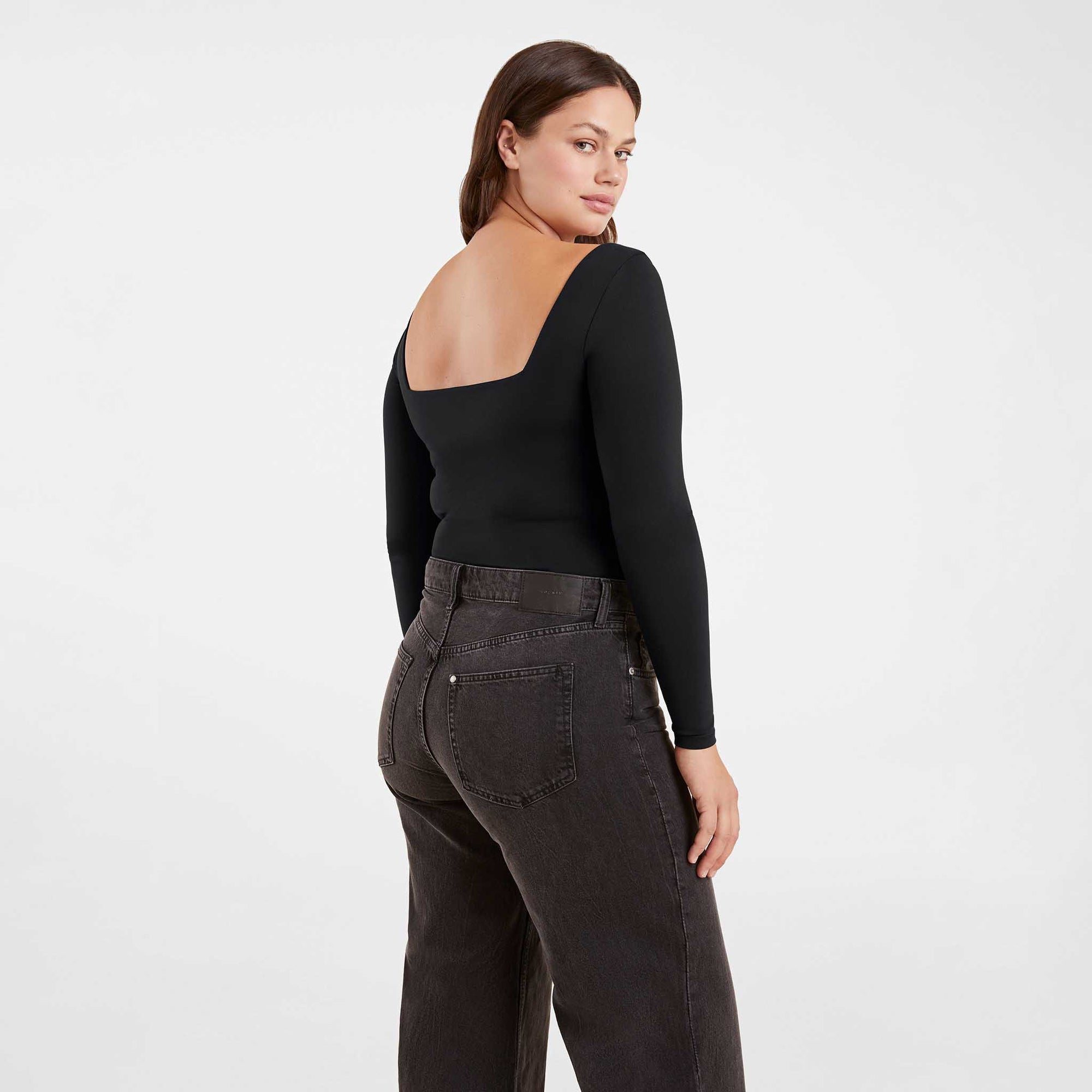 Long Sleeve Wide Square Neck Bodysuit