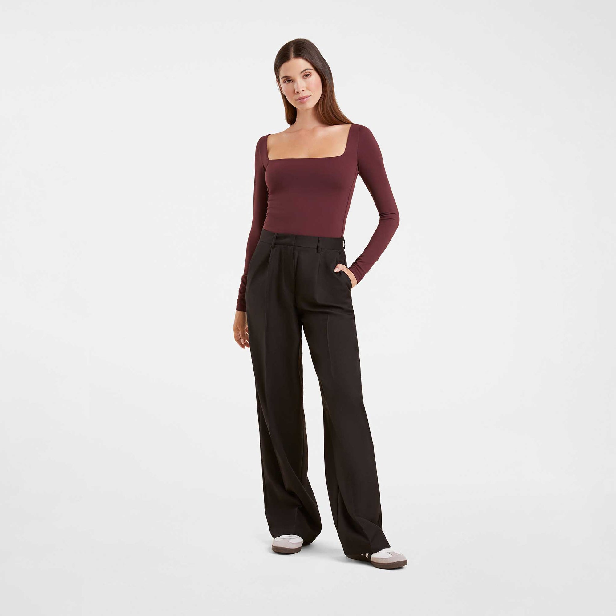 Long Sleeve Wide Square Neck Bodysuit