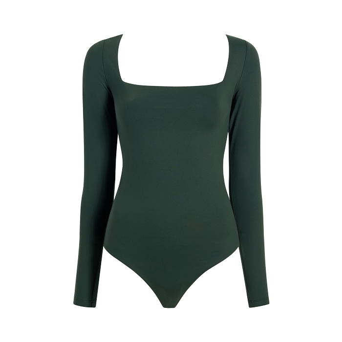 Wide Square Neck Bodysuit | Evergreen