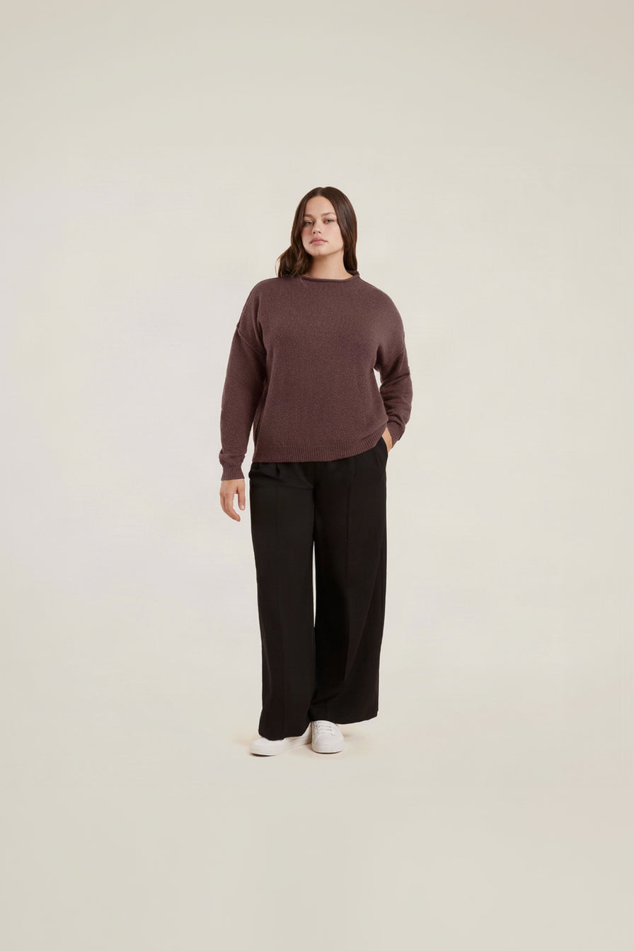 Mock Neck Sweater | Coffee