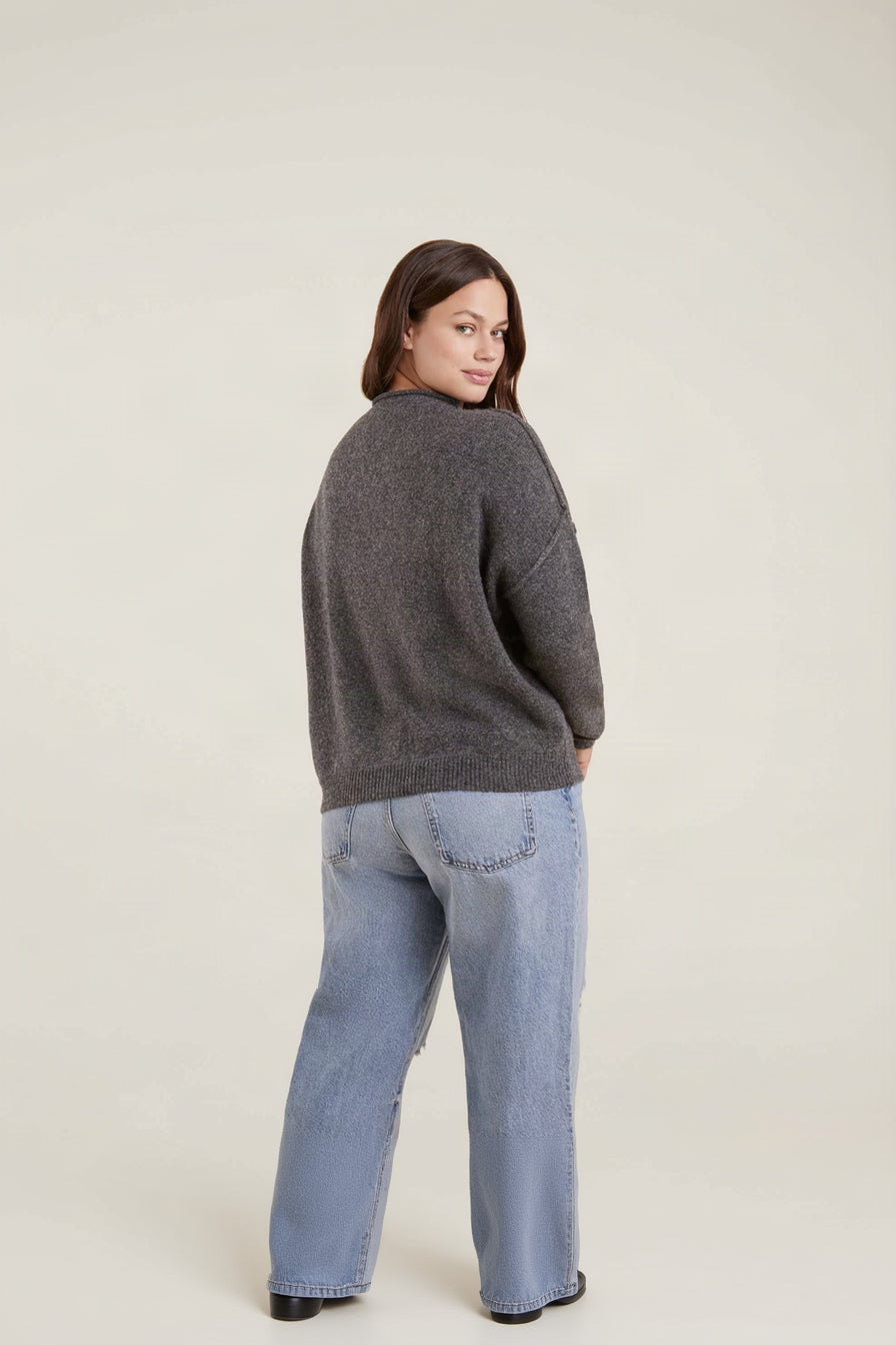 Mock Neck Sweater | Charcoal