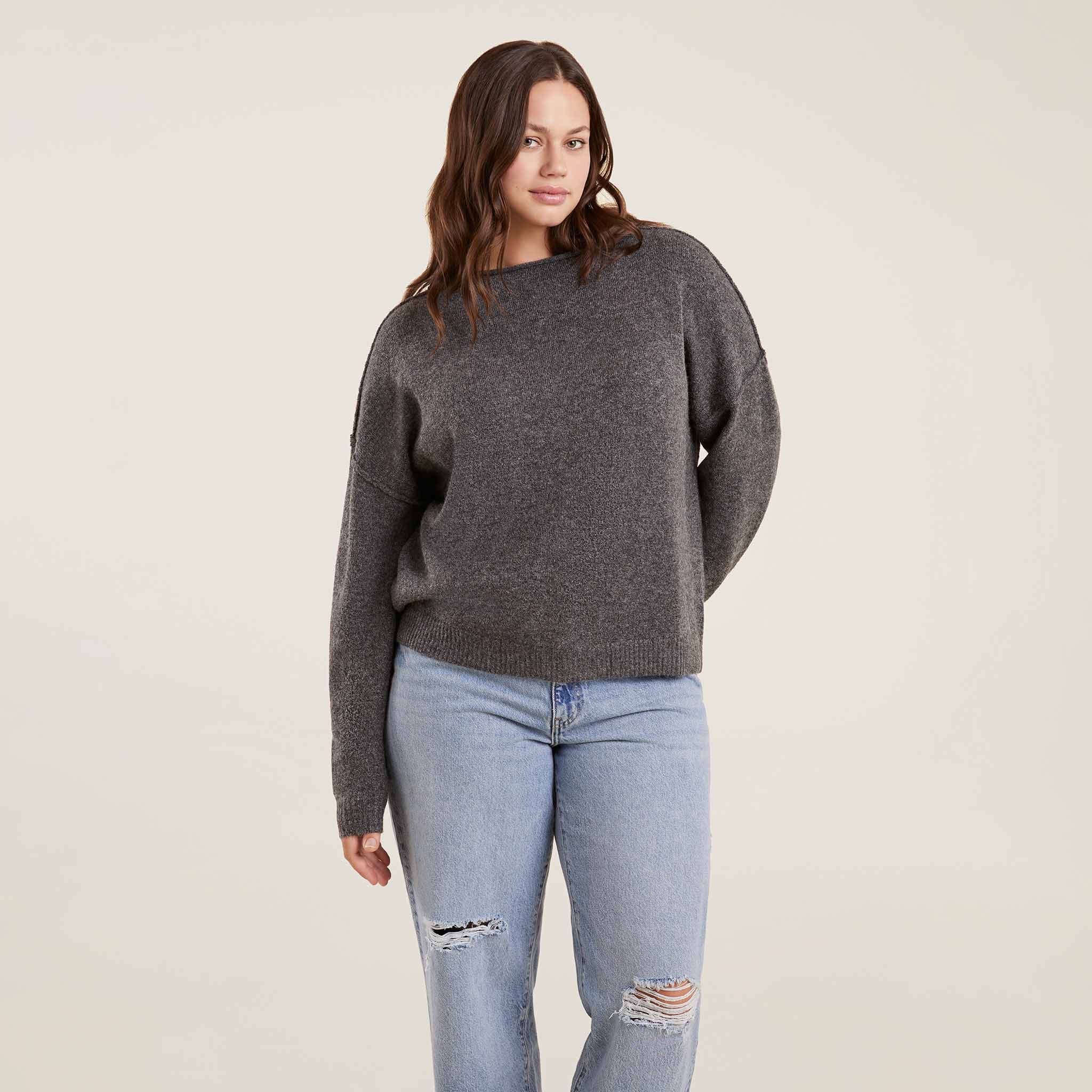 Mock Neck Sweater | Charcoal