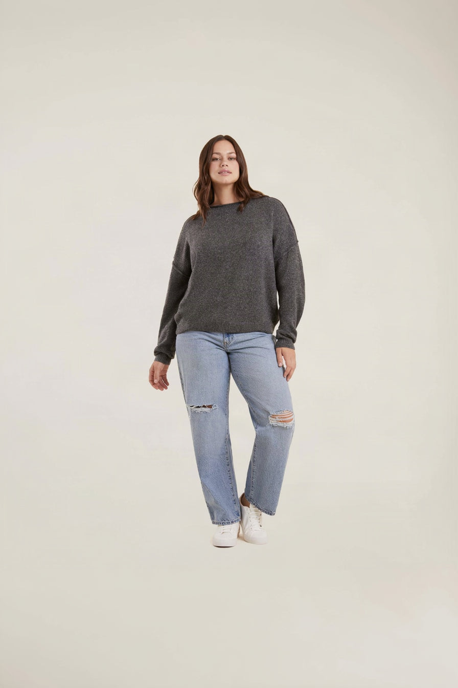 Mock Neck Sweater | Charcoal
