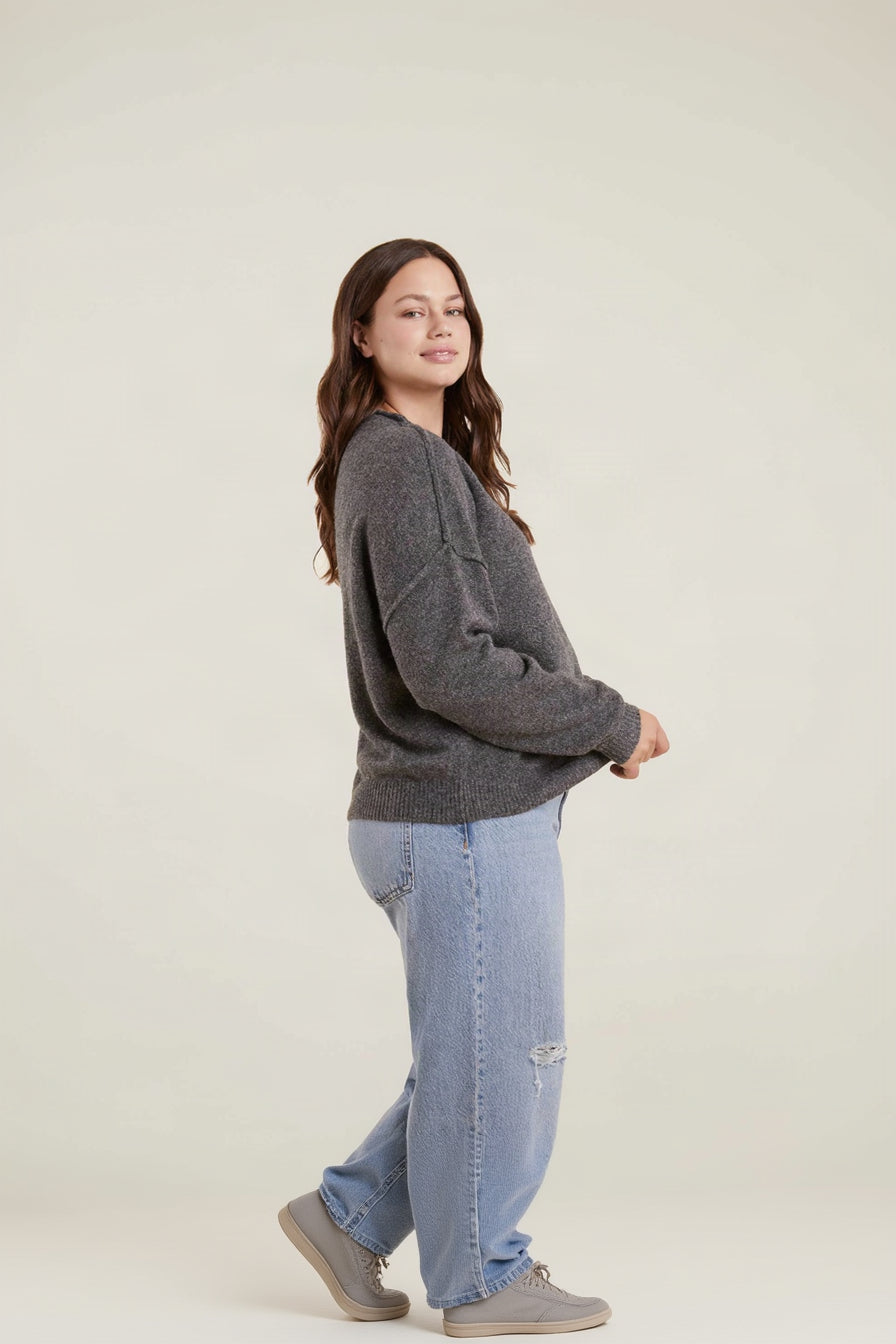 Mock Neck Sweater | Charcoal