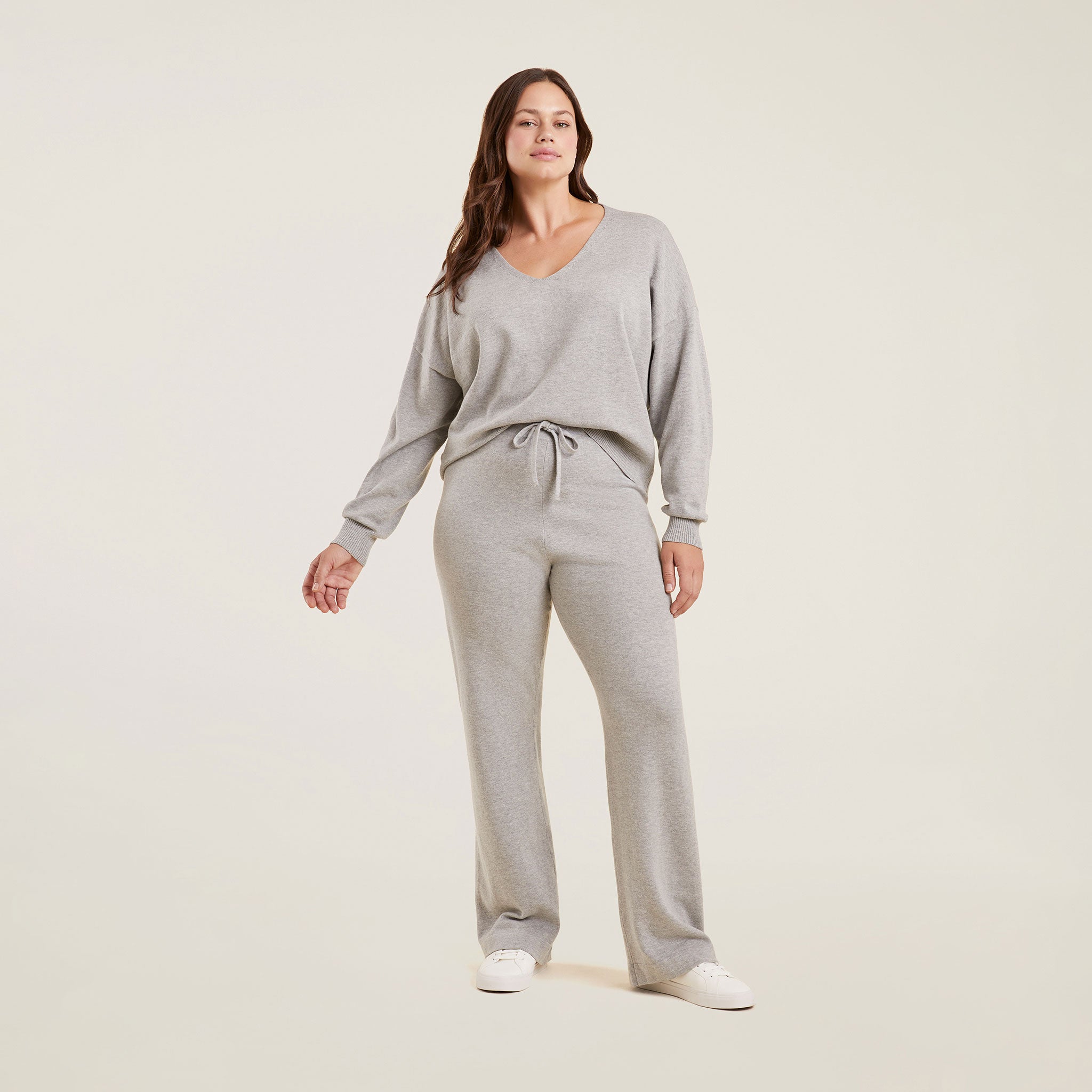 Luxe Knit Wide Leg Pant | Heather Grey
