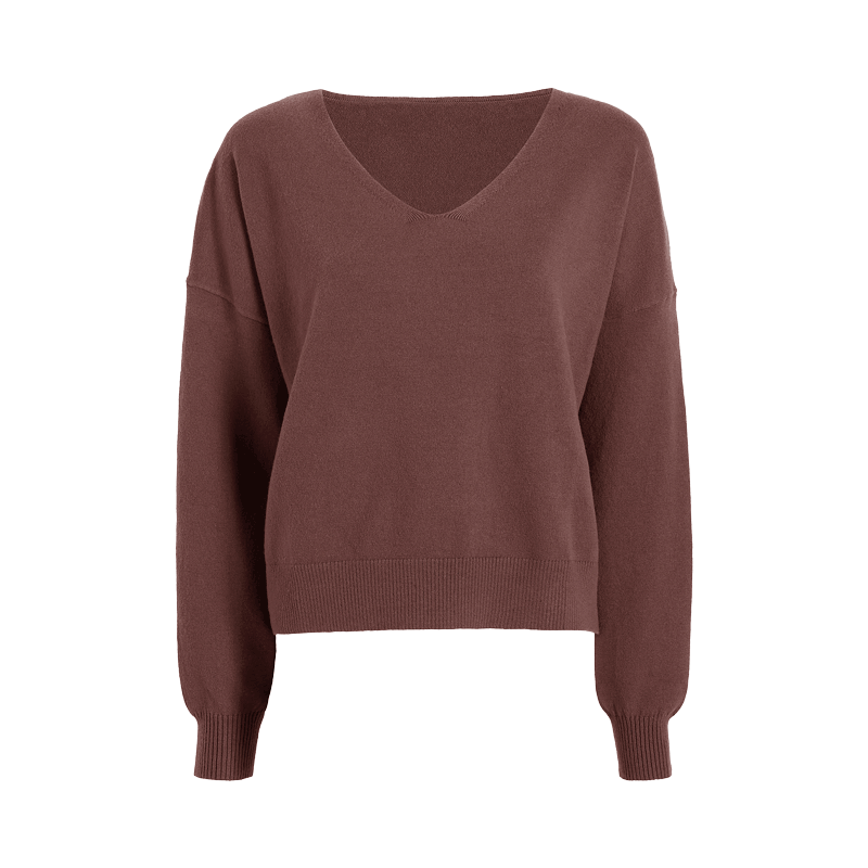 Luxe Knit V-Neck Sweater | Coffee