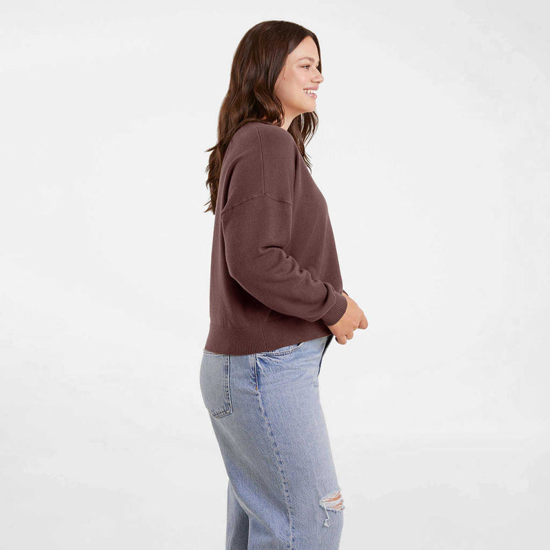 Luxe Knit V-Neck Sweater | Coffee image 