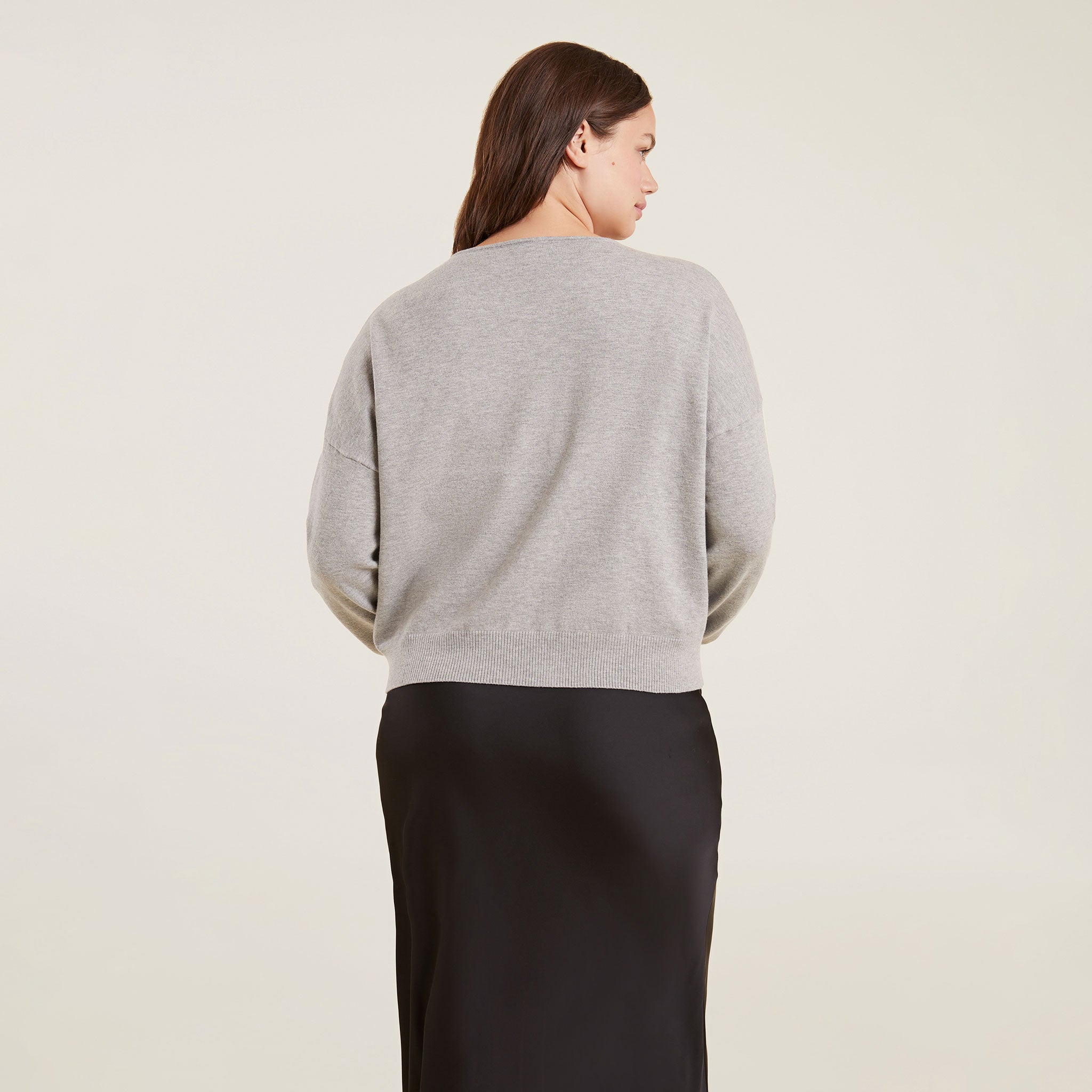 Luxe Knit V-Neck Sweater | Heather Grey