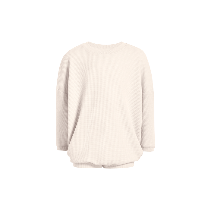 Color:Heather Bone | tones Waffle Sweatshirt Romper – toddler rompers