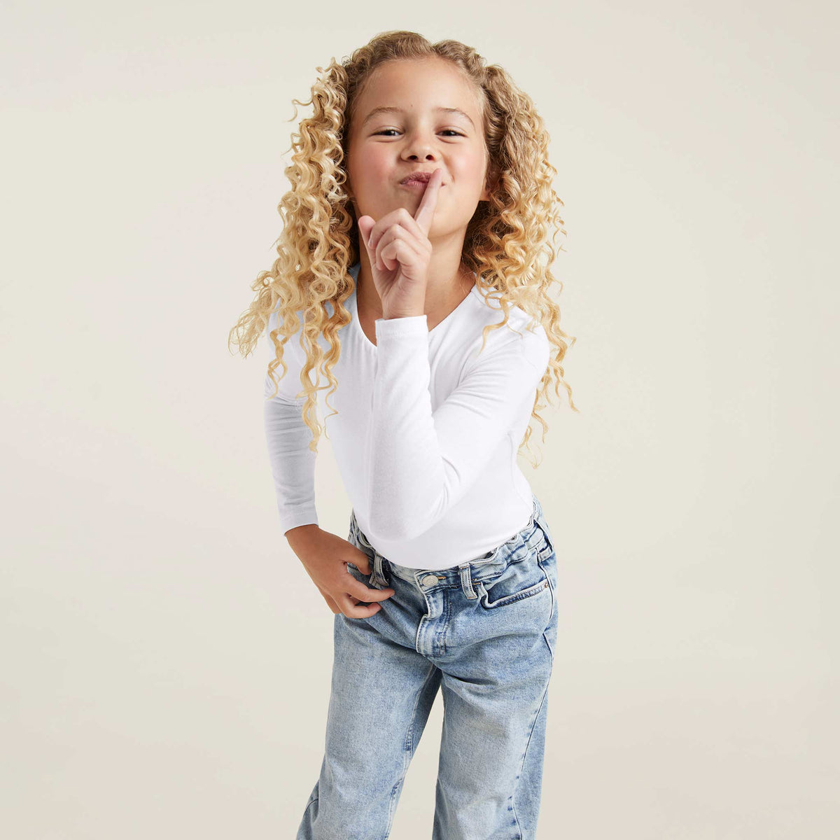 Color:White | tones Long Sleeve Crewneck Bodysuit – toddler bodysuits
