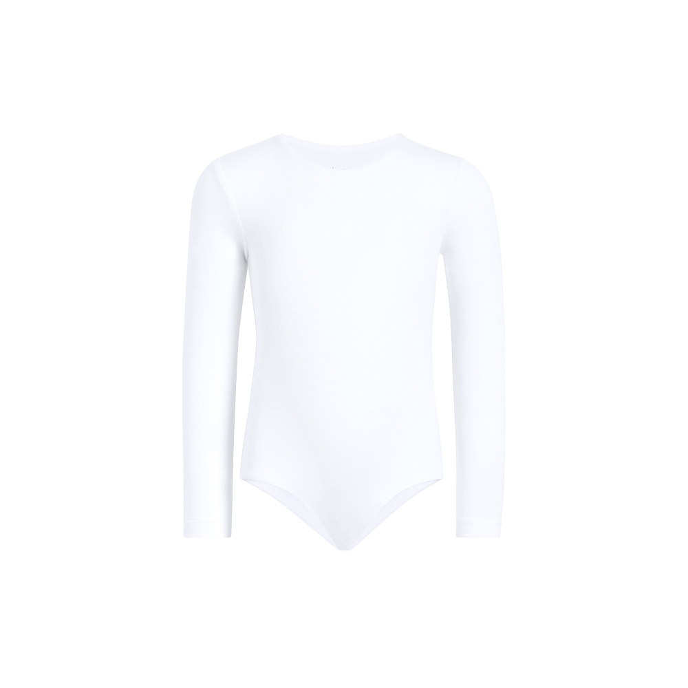 Color:White | tones Long Sleeve Crewneck Bodysuit – toddler bodysuits