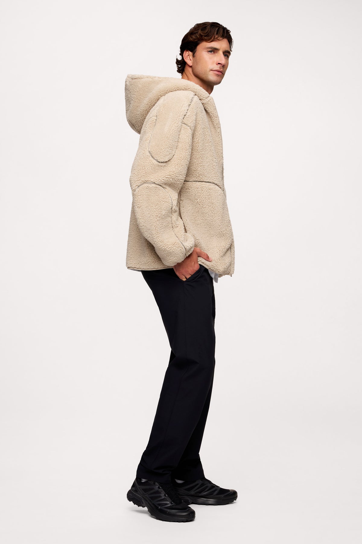 Color:Dune | nuuds Summit Sherpa Zip-Up sherpa hoodie cozy zip up jacket unisex winter layering
