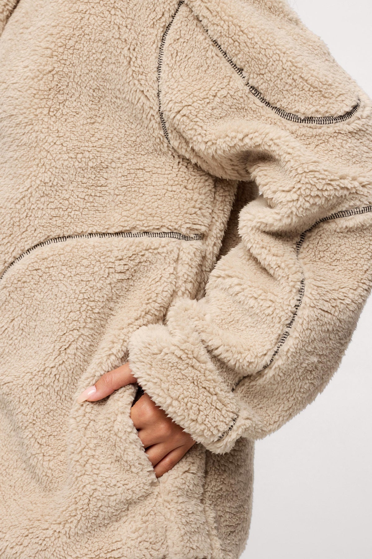 Color:Dune | nuuds Summit Sherpa Zip-Up sherpa hoodie cozy zip up jacket unisex winter layering