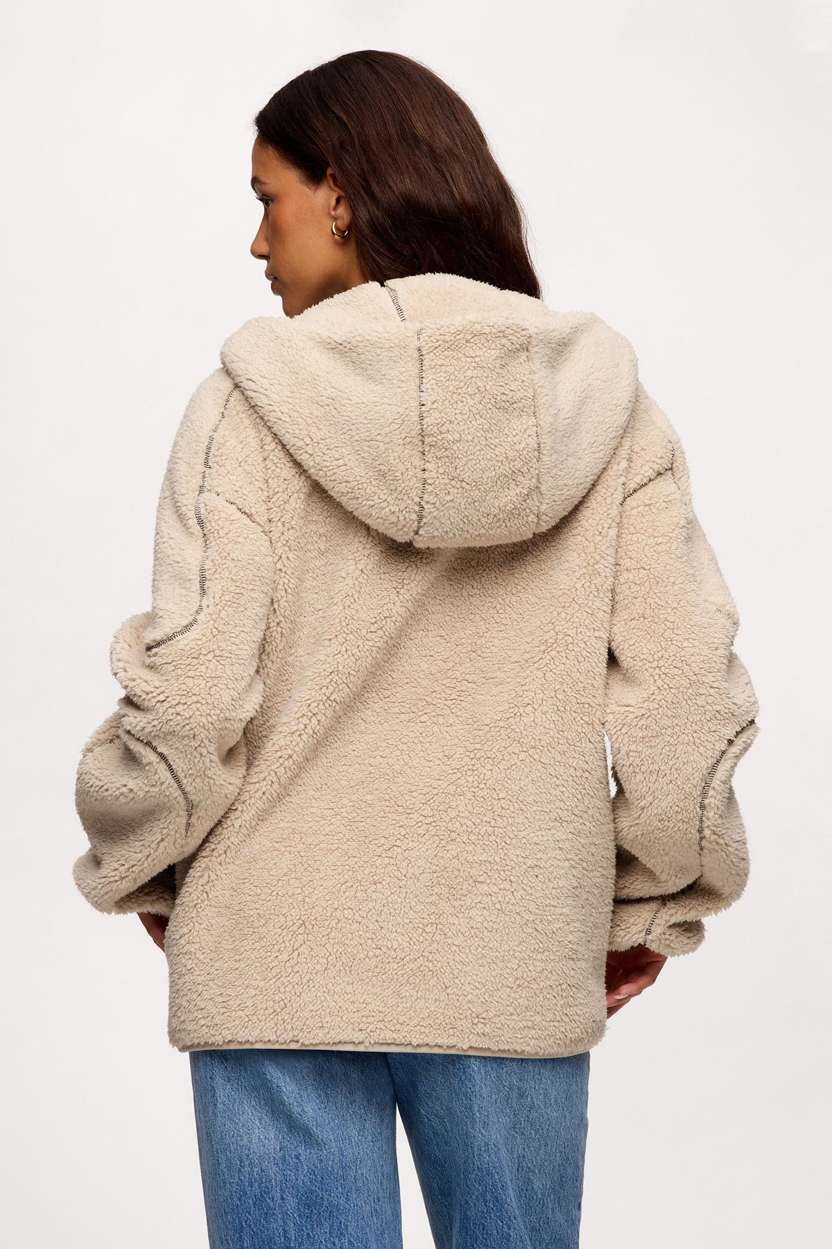 Color:Dune | nuuds Summit Sherpa Zip-Up sherpa hoodie cozy zip up jacket unisex winter layering