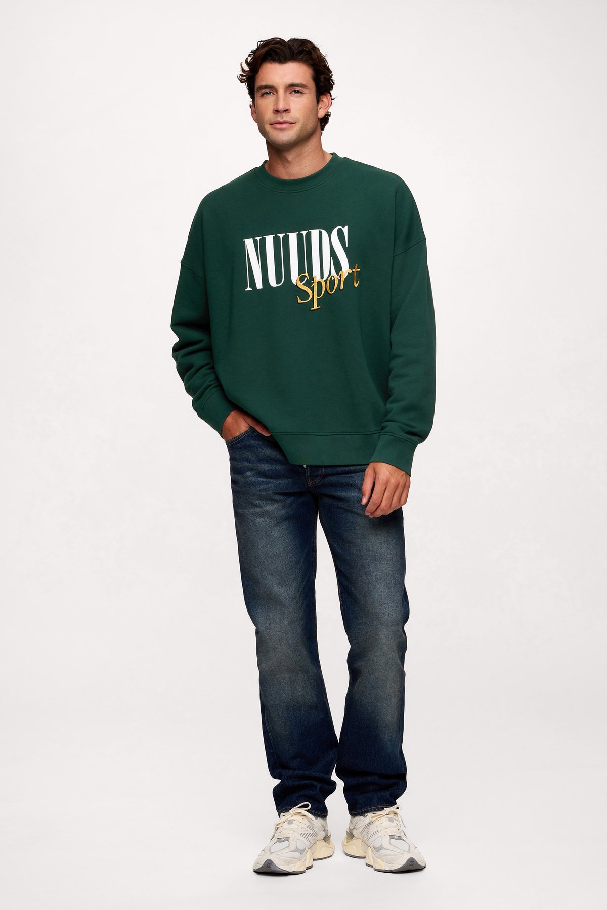 Color:Hunter | nuuds sport crewneck sweater – cozy women’s crewneck cotton sweatshirt relaxed fit