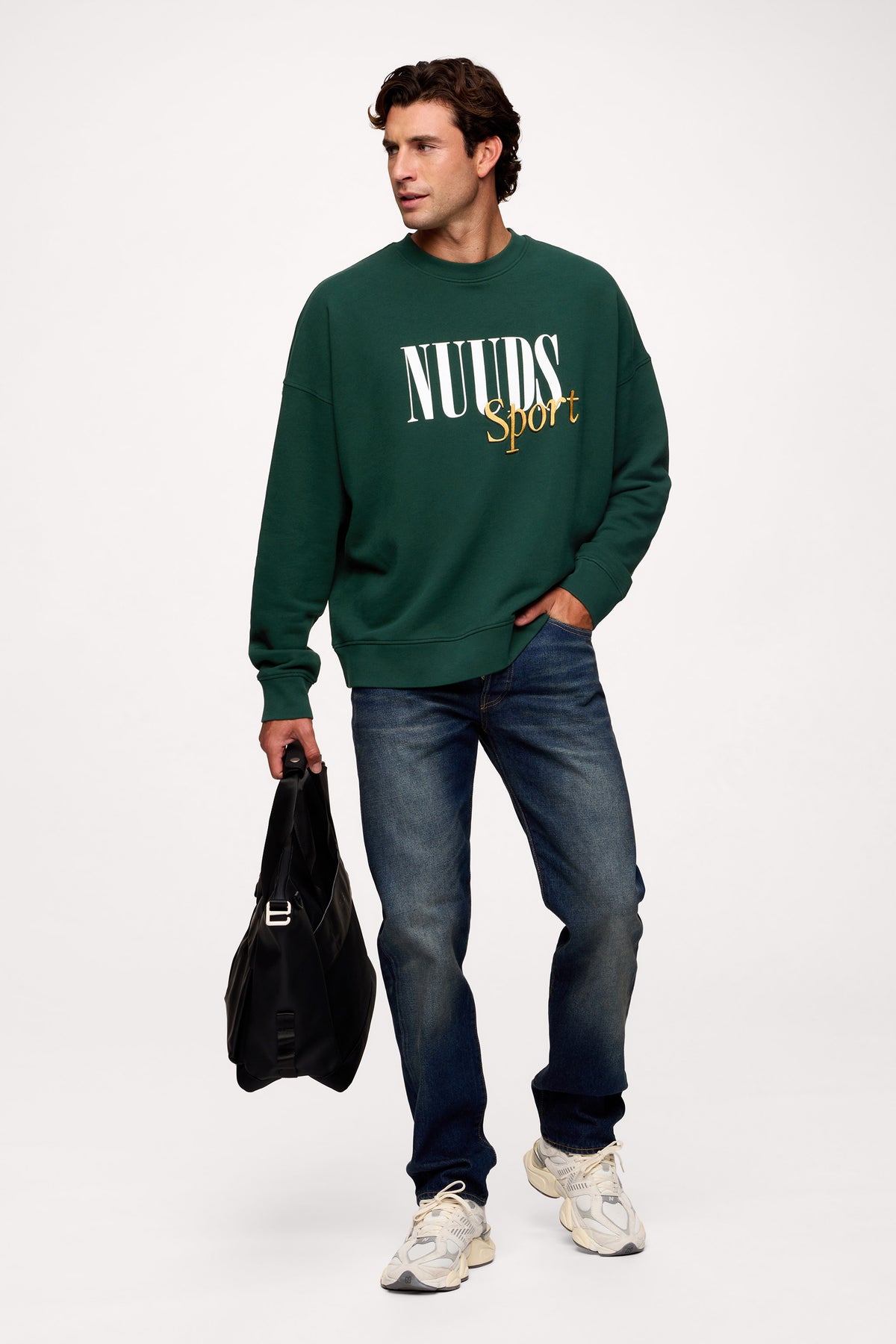 Color:Hunter | nuuds sport crewneck sweater – cozy women’s crewneck cotton sweatshirt relaxed fit