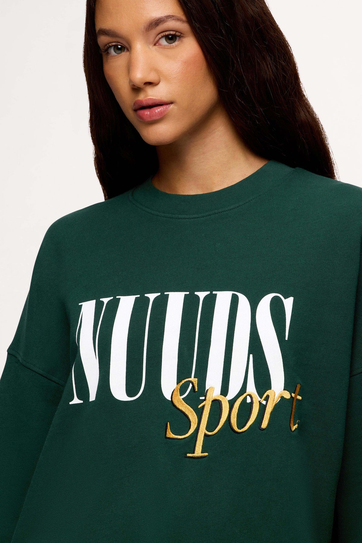 Color:Hunter | nuuds sport crewneck sweater – cozy women’s crewneck cotton sweatshirt relaxed fit