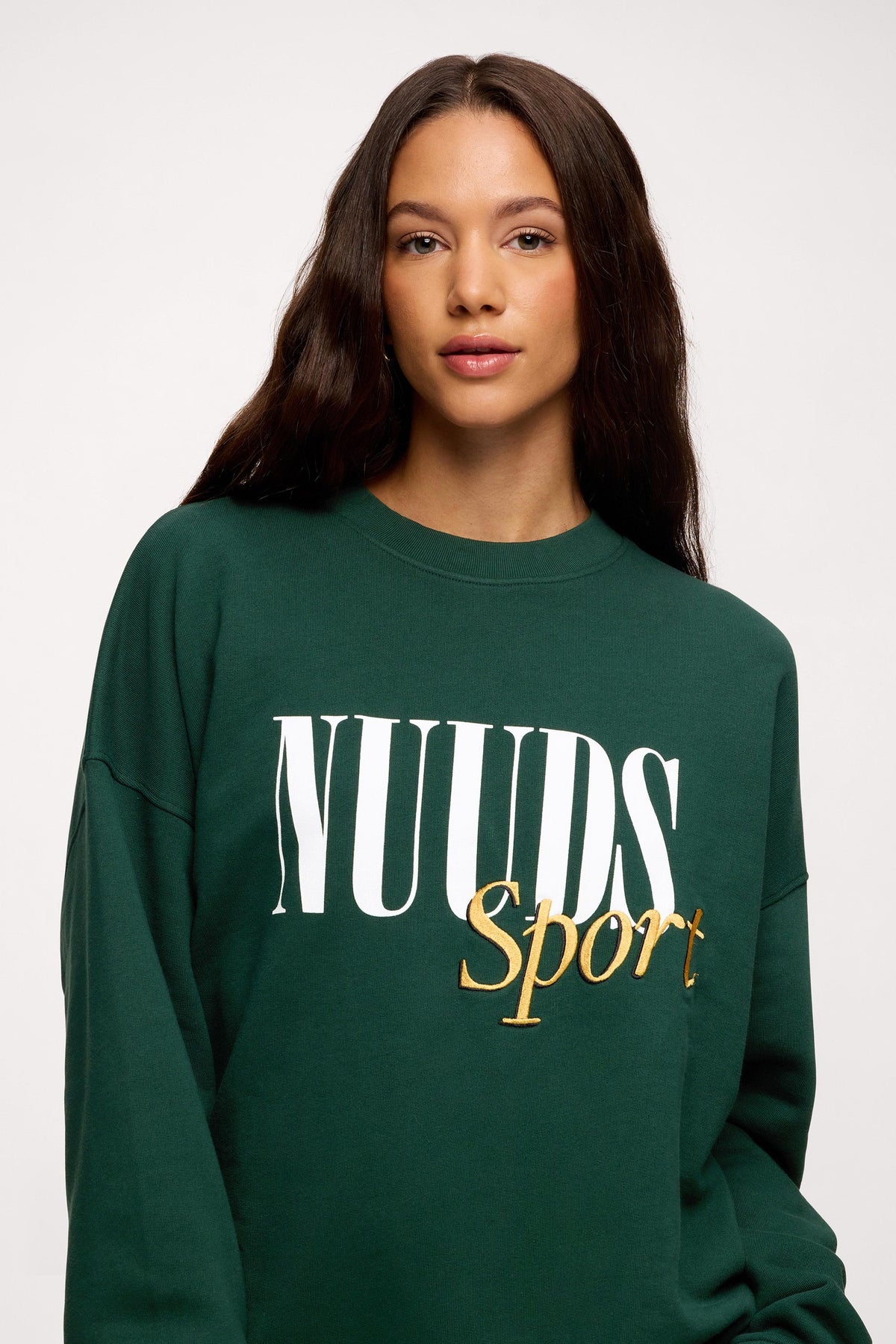 Color:Hunter | nuuds sport crewneck sweater – cozy women’s crewneck cotton sweatshirt relaxed fit