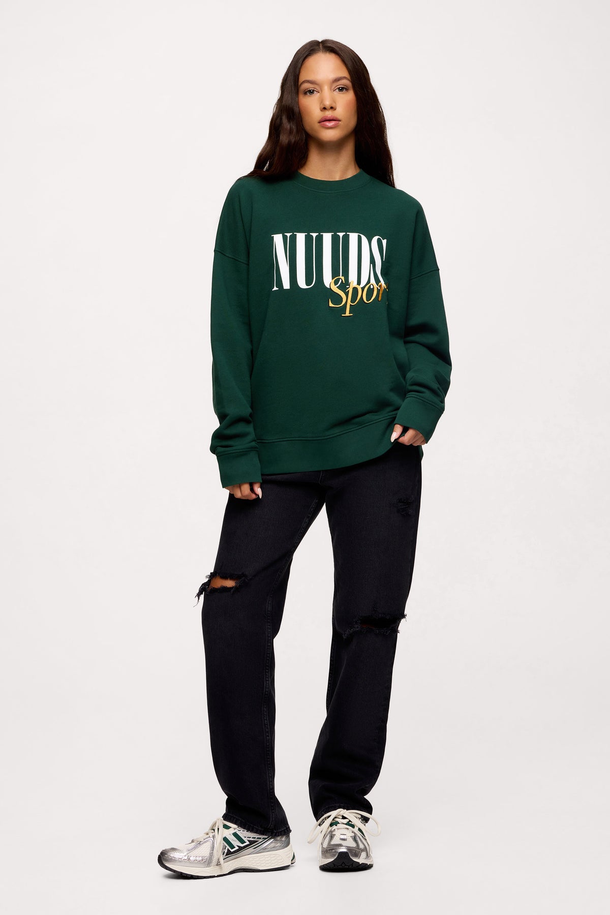Color:Hunter | nuuds sport crewneck sweater – cozy women’s crewneck cotton sweatshirt relaxed fit