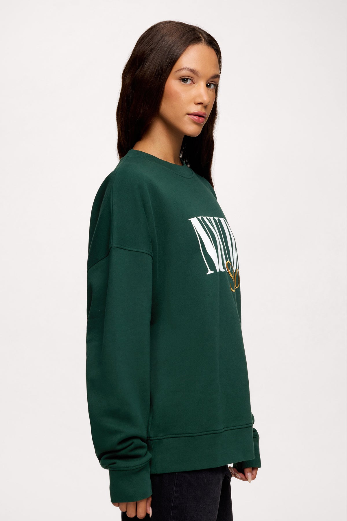 Color:Hunter | nuuds sport crewneck sweater – cozy women’s crewneck cotton sweatshirt relaxed fit