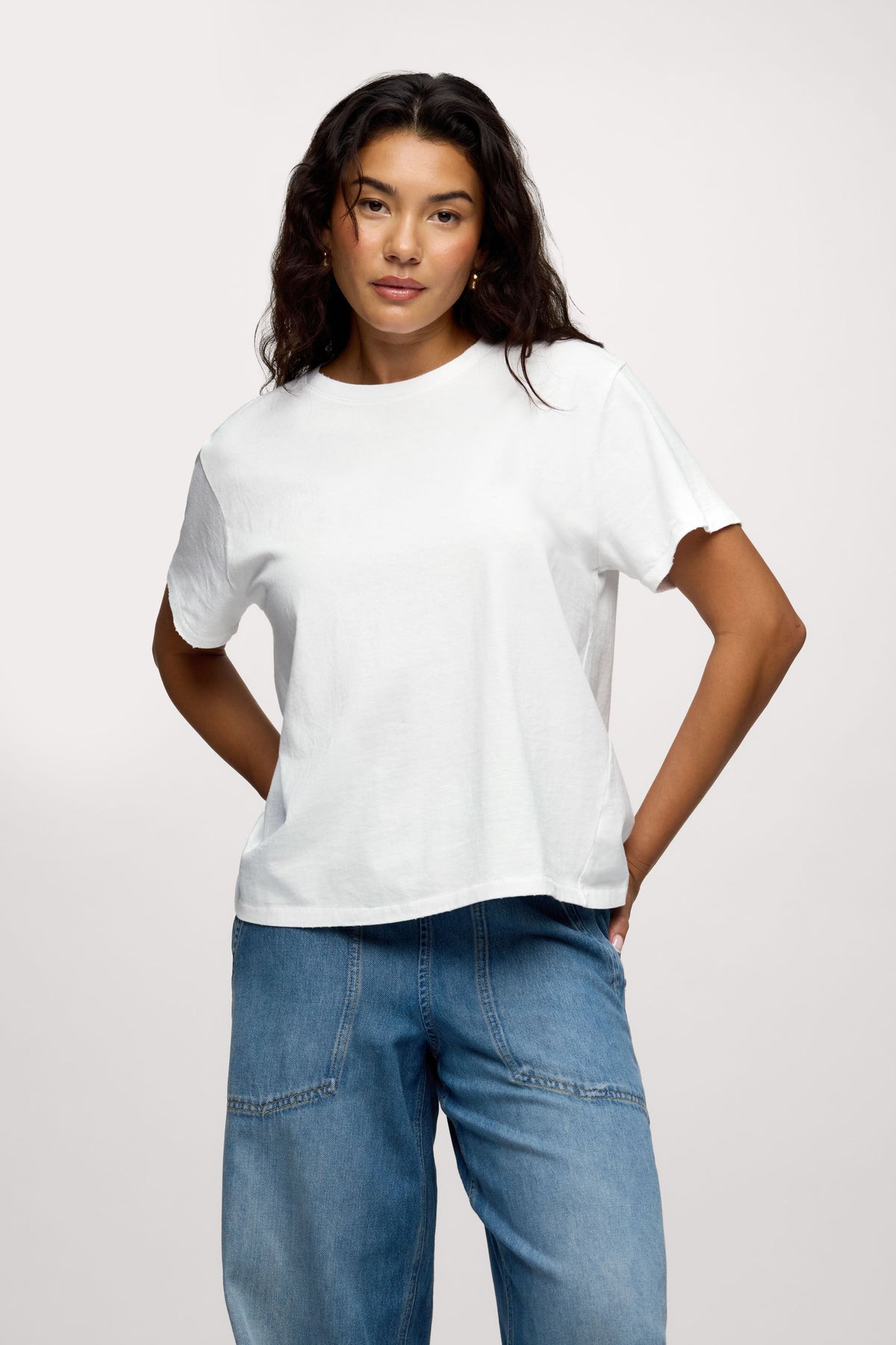 Color:White | nuuds everyday t-shirt – womens cotton t-shirt relaxed fit t-shirts for women