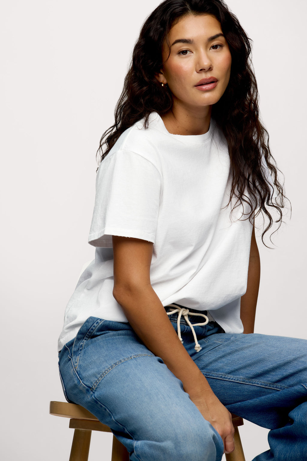 Color:White | nuuds everyday t-shirt – womens cotton t-shirt relaxed fit t-shirts for women