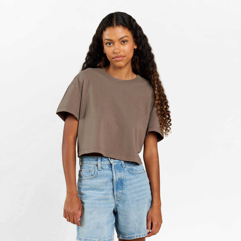 Vintage Cotton Cropped Tee | Mocha image 