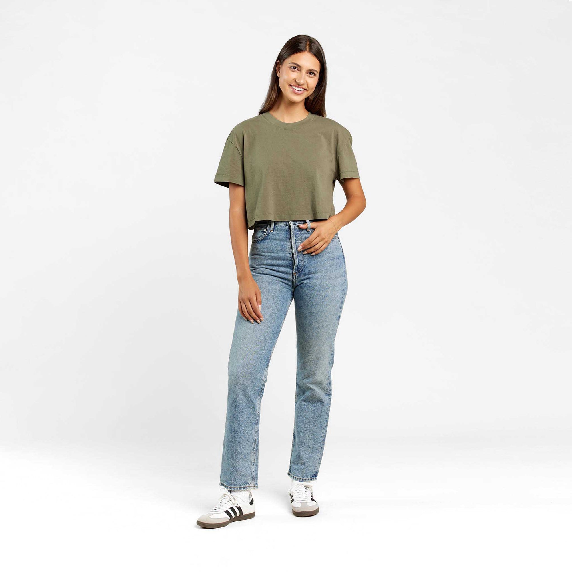 Vintage Cotton Cropped Tee | Olive