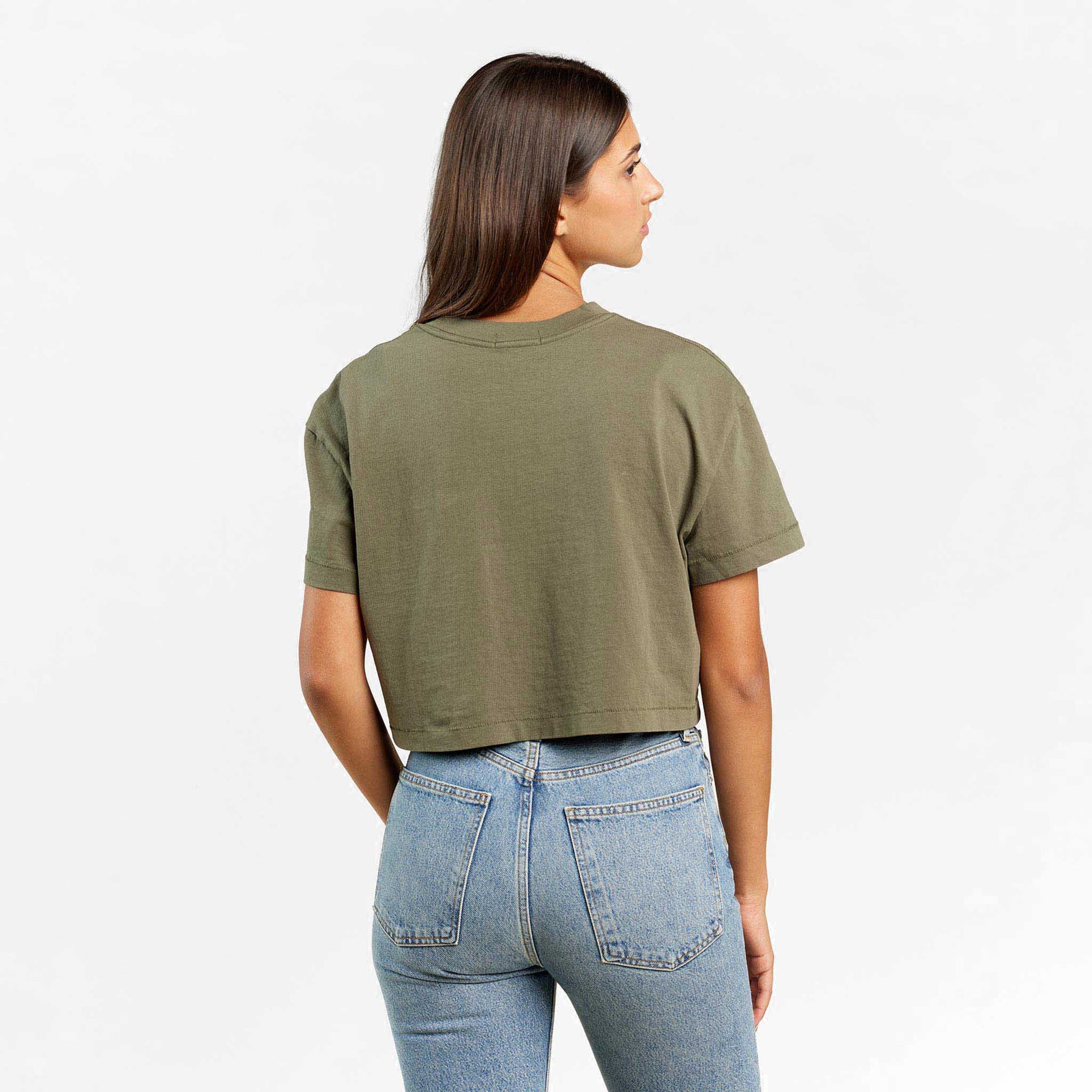 Vintage Cotton Cropped Tee | Olive